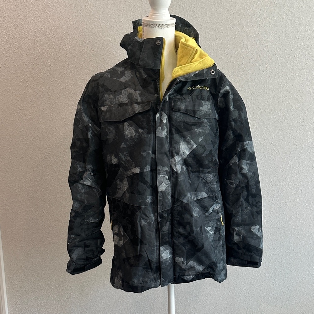 Columbia Camouflage Jacket with Yellow Interior (kids large)
